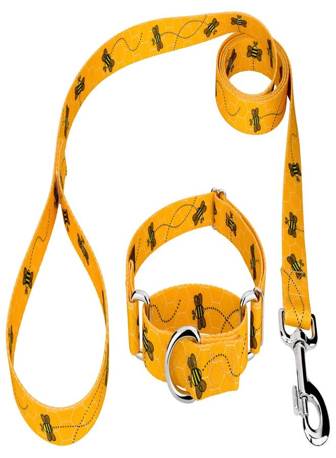 كانتري بروك ديزاين طوق ومقود للكلاب من Country Brook Petz - Busy Bee Martingale - مجموعة Summer Breeze التي تتميز بتصاميم مشمسة (1 بوصة، متوسط) - Image 1